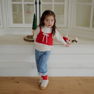 neneru31｜(90cm-115cm) 2色蝴蝶結荷葉小背心10