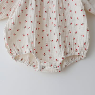 LEMONADE05｜(55cm-85cm) 2色滿版櫻桃/碎花包屁衣含帽子13