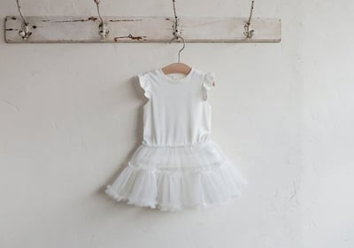 FLO41｜(75-140) 荷葉袖薄紗洋裝7