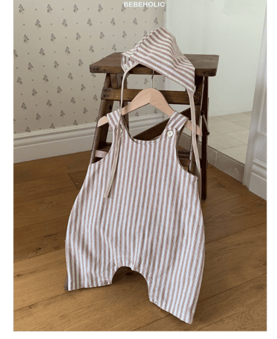 Bebe holic15｜(3m-18m) 條紋連身裝(含帽子)14