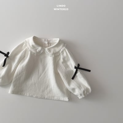 Lindo44｜(80cm-125cm) 蕾絲領緞帶襯衫8