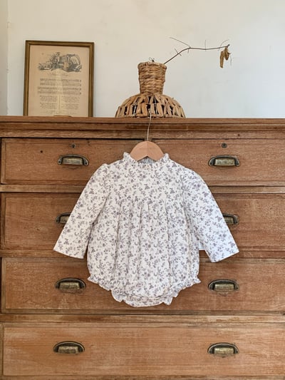 JE604｜(66cm-100cm) 紫碎花鋪棉包屁衣/傘狀外套6