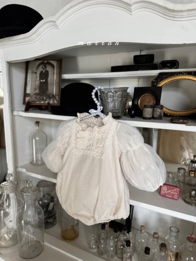 Marron 51｜(3m-18m) 宮廷荷葉立領薄紗公主袖包屁衣18