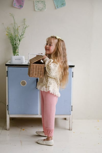 FLO18｜(75-140) 3色蕾絲滾邊直筒長褲12