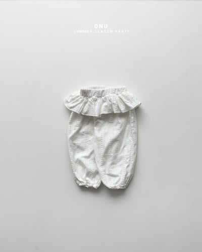 onu27｜(70cm-115cm) 荷葉邊壓紋縮口長褲10