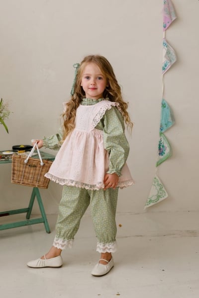 FLO24｜(75-140) 2色田園碎花娃娃袖上衣20