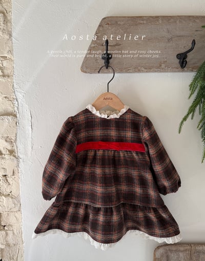 AOSTA32｜(6m-5y) 格紋蕾絲洋裝17