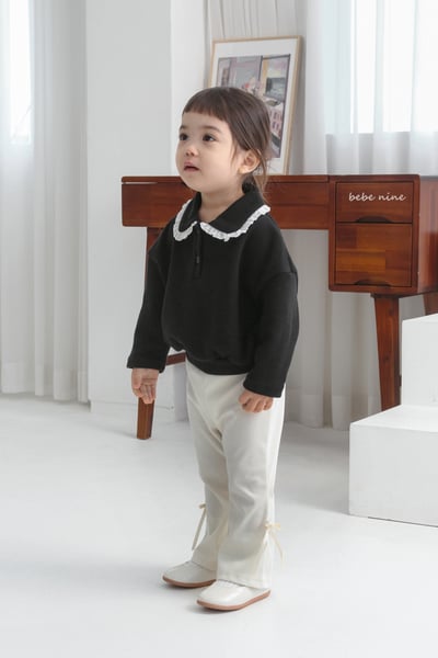 bebe nine32  (65-115) 2色蝴蝶緞帶小喇叭褲9