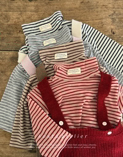 AOSTA62｜(6m-5y) 高領條紋上衣3