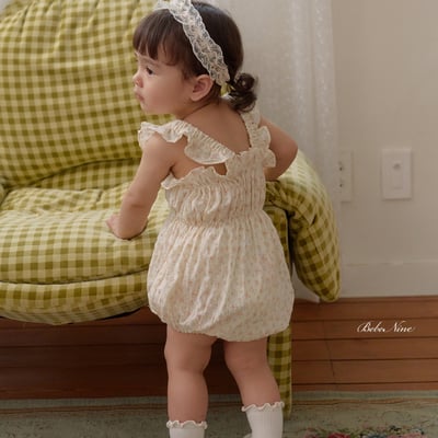 bebe nine39  (6m-24m) 2色荷葉吊帶包屁衣8
