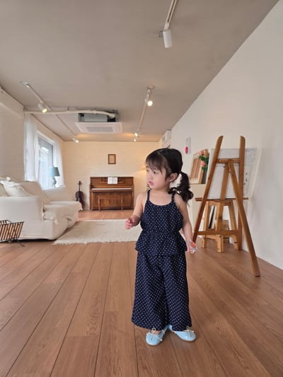 Color23｜(75-115cm) 細肩波點套裝14