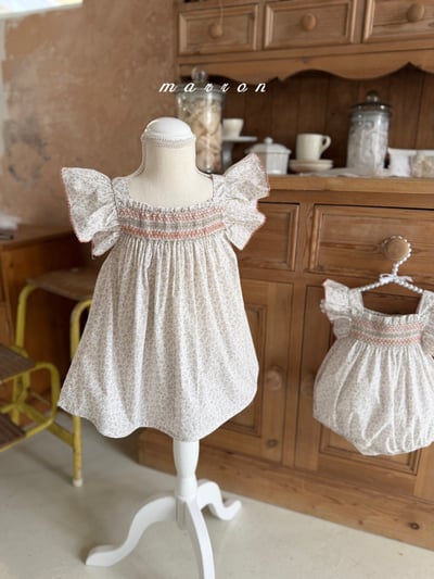 Marron10｜(3m-18m 1y-6y) 日落編織花包屁衣/洋裝3