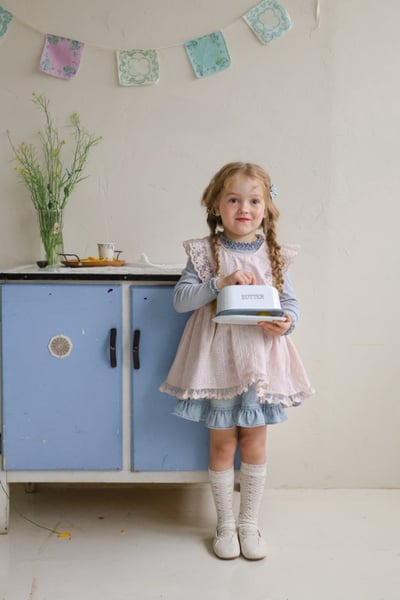 FLO21｜(75-140) 2色愛心荷葉牛仔裙9