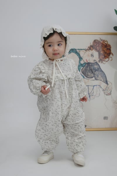 bebe nine23 (65-85) 2色荷葉滾邊領碎花連身衣6