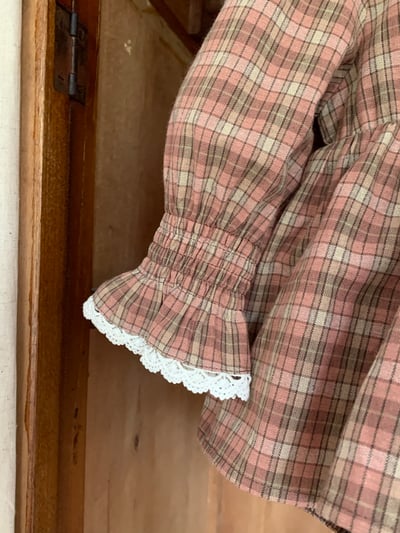 JE624｜(73cm-100cm) 復古格紋喇叭袖包屁衣7