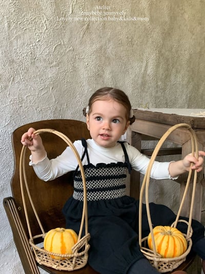 JE581｜(73-100cm) 抓皺綁帶連身褲/素面捲邊上衣19