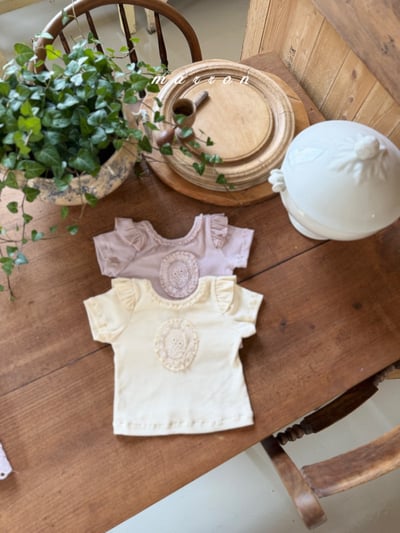 Marron33｜(1y-6y) 蕾絲肩領拼布上衣4