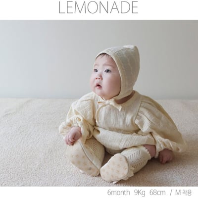 LEMONADE07｜(55cm-85cm) 1色花紋娃娃袖包屁衣含帽子13