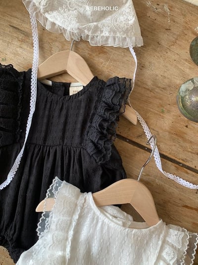 Bebe holic26｜(3m-18m) 蕾絲邊袖連身服4