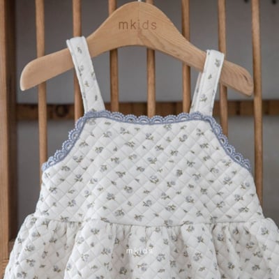 M-KIDS23｜(65-115cm) 2色絎縫蕾絲滾邊洋裝3