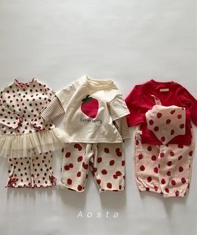 AOSTA01｜(6m-5y) 草莓梨子假兩件式上衣14