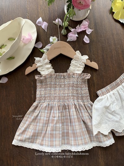 JE22｜(73-100cm) 格紋花邊套裝8