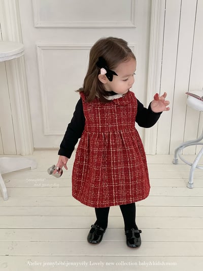 JE 656｜(80-110cm)  格紋翻領娃娃裙7
