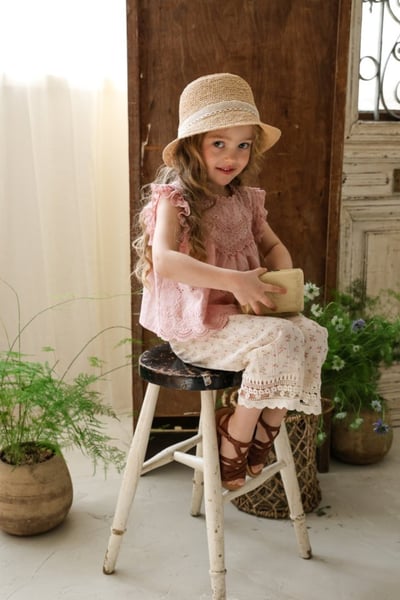 FLO18｜(75-140) 碎花蕾絲邊長褲12