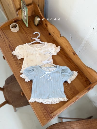 Marron32｜(1y-6y) 蕾絲花邊鈕釦上衣1