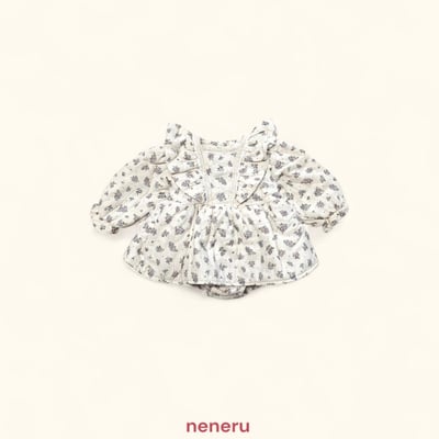 neneru05｜(60cm-85cm) 1色荷葉袖碎花包屁衣2