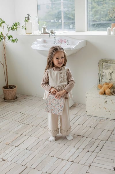 M-KIDS35｜(65-115cm) 2色磨毛荷葉微寬褲10