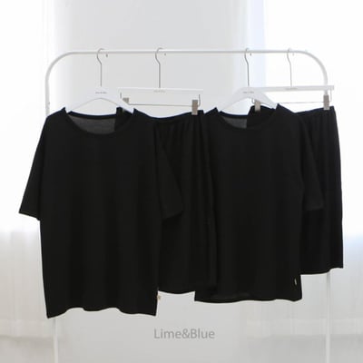 LIME&BLUE30｜(55-118cm MOM-DAD)  透氣素色親子套裝25