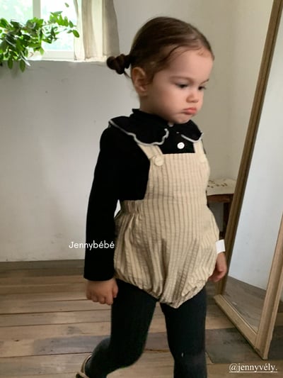 JE567｜(73-100cm) 滾邊翻領上衣/線條吊帶褲24