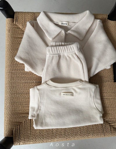 AOSTA33｜(6m-5y) 華夫格縮口長褲7