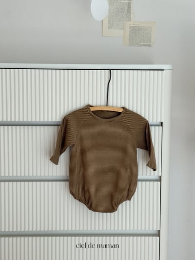 Cieldemaman04｜(6M~15M)  4色條紋長袖包屁衣服15