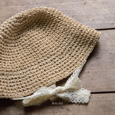 M-KIDS46｜(65-115cm) 蕾絲綁帶草帽9