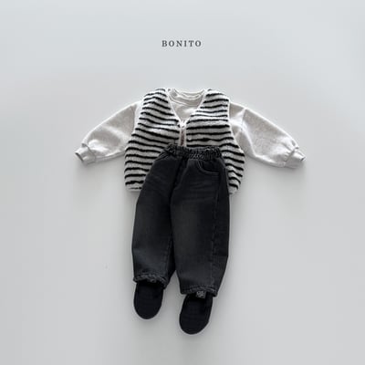 Bonito42｜(75cm-125cm) 條紋刷毛背心13