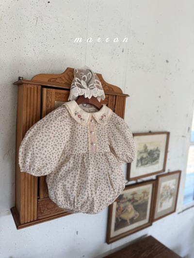 Marron29｜(3m-18m) 花卉刺繡碎花包屁衣6