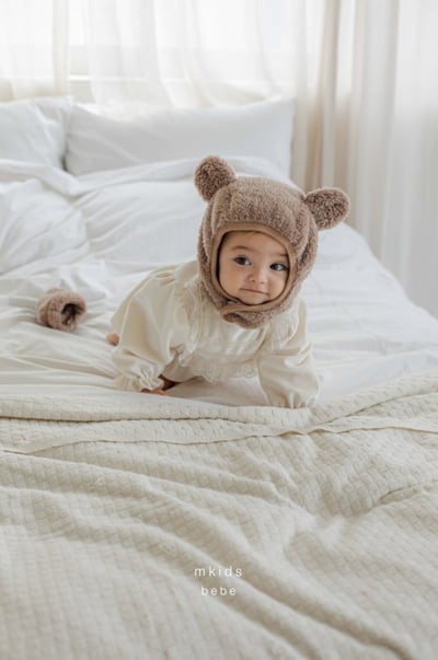 M-KIDS07｜(55-80cm) 2色法式絨面蕾絲包屁衣5