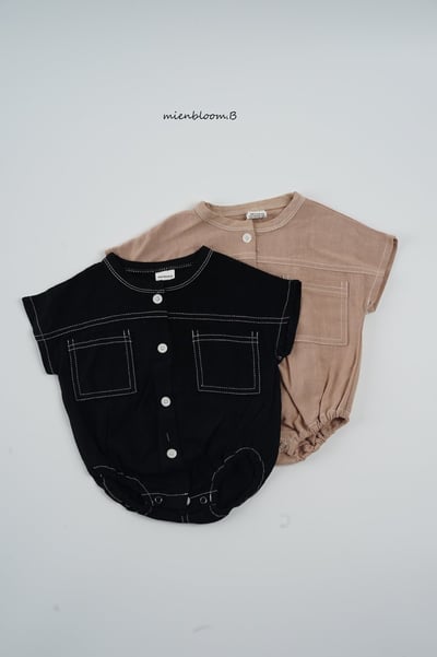 Bloom.b09｜(0m-18m) 亞麻縫線包屁衣1