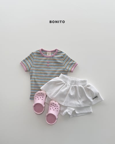 Bonito54｜(75cm-125cm) 4色多彩線紋層變上衣3