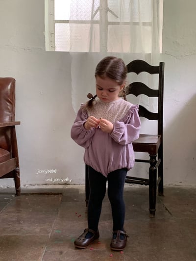 JE571｜(66-90cm) 暮丁香拼接荷葉邊包屁衣7