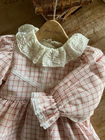 Anne Shirley01｜(3m-22m) 2色格紋蕾絲包屁洋裝11
