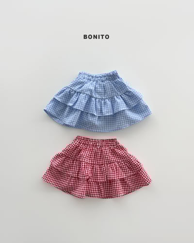 Bonito25｜(75cm-125cm) 2色格子蛋糕多層裙1