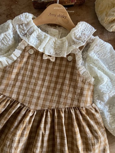 Anne Shirley10｜(1y-5y) 1色格紋蕾絲花邊吊帶洋裝10