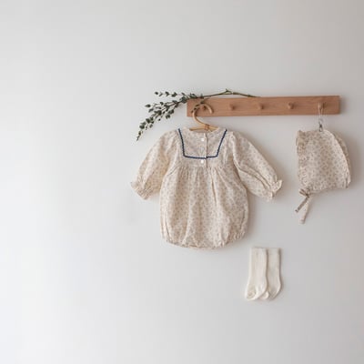 LEMONADE31｜(55cm-85cm) 2色碎花荷葉縮口袖包屁衣含帽子11