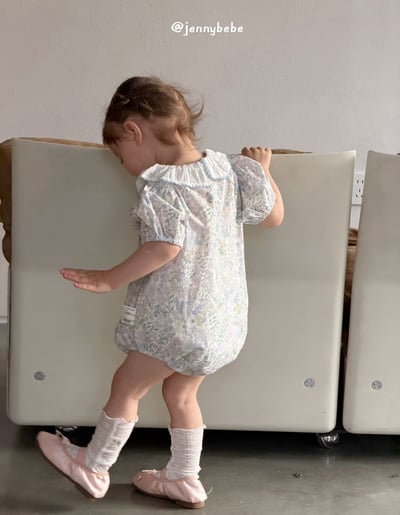 JE696｜(66-90cm) 藍色花卉包屁衣17