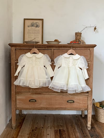 JE622｜(66cm-120cm) 公主袖薄紗包屁衣/洋裝1