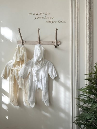 MONBEBE33｜(0m-6m) 蕾絲荷葉連身衣3