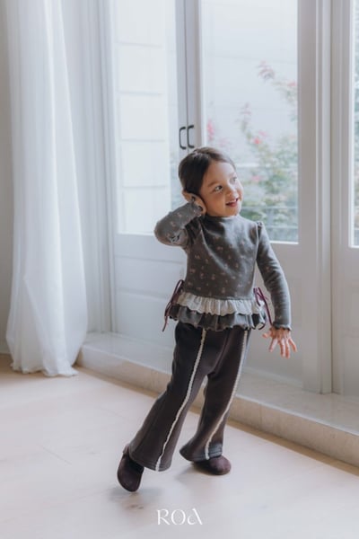 ROA23｜(80cm-120cm) 2色蕾絲線條喇叭褲19